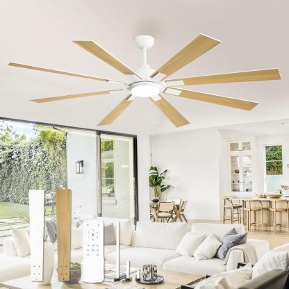 ZMISHIBO 72 inch Large Ceiling Fans with Lights and Remote, Indoor/Outdoor Black Modern Ceiling Fan for Kitchen Living Room Patio, 6 Speed Reversible Quiet DC Motor, 3 CCT, Dual Finish 8 Blades