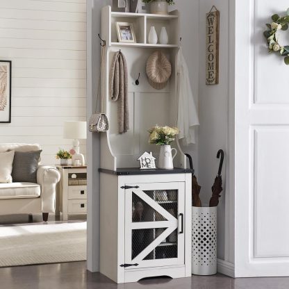 JXQTLINGMU 59-inch Farmhouse Foyer Tree with Shoe Storage, Entryway Bench Foyer Coat Rack Cabinet