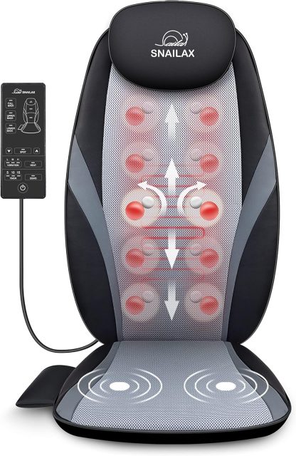 Snailax Shiatsu Massage Cushion with Heat Massage Chair Pad Kneading Back Massager for Home