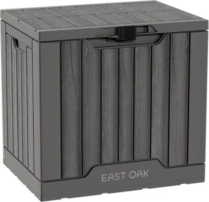 EAST OAK Outdoor Storage Box 60 Gallon Deck Box Indoor and Outdoor Use Waterproof Resin Storage