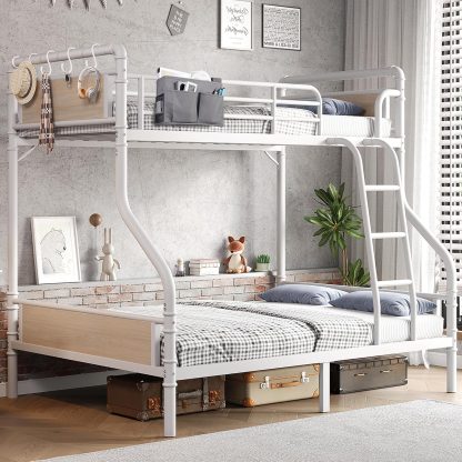 Jocoevol Metal Bunk Bed Twin Over Twin Industrial Bunkbeds Heavy Duty Bed Safety Guard Rails