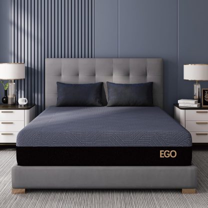 MLILY EGOHOME 14 Inch Queen Memory Foam Mattress for Back Pain, Cooling Copper Gel Bed in a Box, Foam Made in USA, CertiPUR-US Certified, Therapeutic Medium Firm, 60x80x14 Black