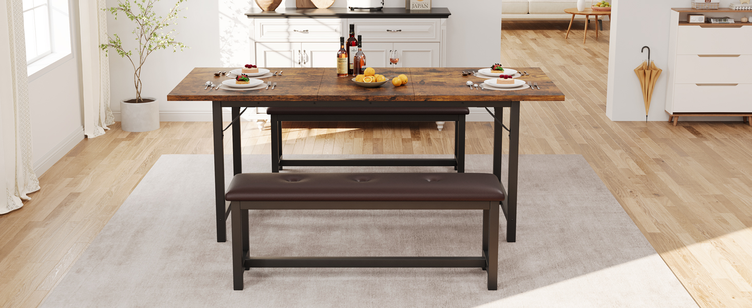 IDEALHOUSE Extendable Dining Table Set for 4-6