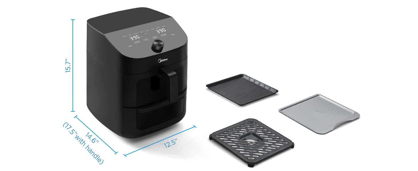 Midea Dual Air Fryer Dimension