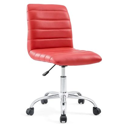 Ripple Ribbed Armless Mid Back Swivel Computer Desk Office Chair In Bright Green
