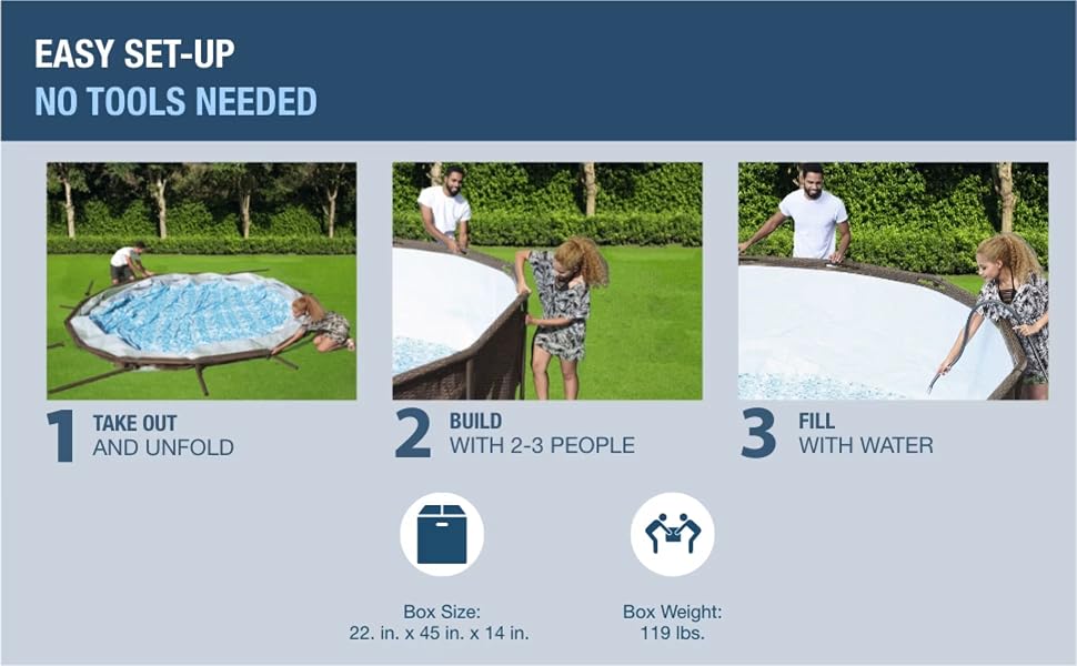 Bestway Power Steel 14' x 42" Above Ground Outdoor Swimming Pool Set with Pump