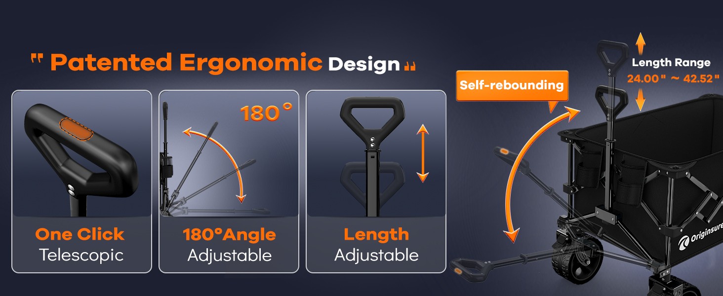 anti-drop extended patented adjustable ergonomic handle up to 42.52''