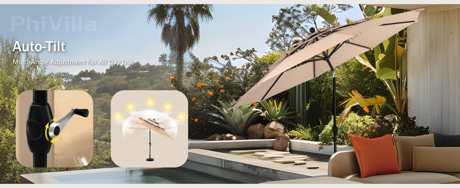 auto tilt patio umbrellas