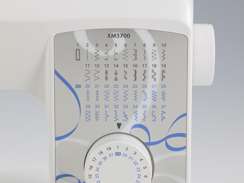 Brother XM3700 Sewing Machine Stitch Guide with 37 stitches including 1 buttonhole, selection dial
