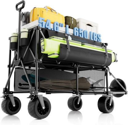 48" Extra Large Folding Travel Cart 560 lb Capacity 350 L Heavy Duty Utility Cart with Brakes