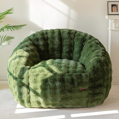 MAXYOYO Giant Bean Bag Chair Oversized Bean Bag Couch Faux Fur Shell-Shaped Large Chair