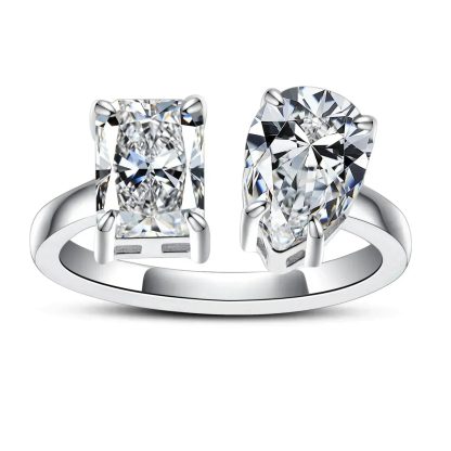 Heart/Pear/Radiant/Round Cut Moissanite Rings D Color VVS1 925 Sterling Silver Statement
