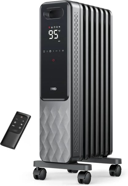 Indoor electric radiant heater with overheat and tip-over protection digital thermostat