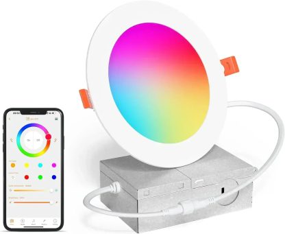 Smart Recessed Lighting 4" RGBCW Color Changing 12W LED Downlight with Junction Box