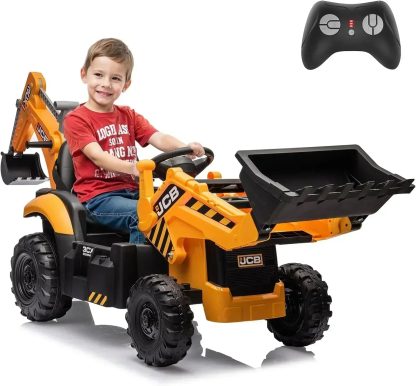 12V JCB Ride On Excavator Ride on Toys for Kids 4-8 Electric Car for Kids with Tractor