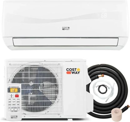 COSTWAY 12000BTU Mini Split Air Conditioner Heater 20 SEER2 115V Wall-Mounted Ductless