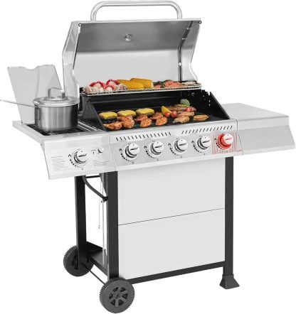 Royal Gourmet GA5401T 5-Burner Propane Gas Grill Sear Burner Side Burner Stainless Steel BBQ Grill
