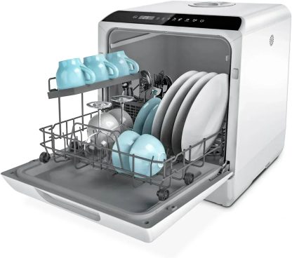Hermitlux tabletop dishwasher 7 wash programs portable mini dishwasher