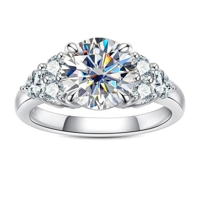 Moissanite Engagement Rings for Women 3 ct (4 ctw) D Color VVS1 Lab Created Diamond 18K White