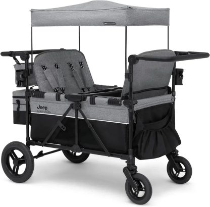 Jeep Wrangler Deluxe 4 Seater Stroller Wagon by Delta Children Premium Quad Stroller Wagon