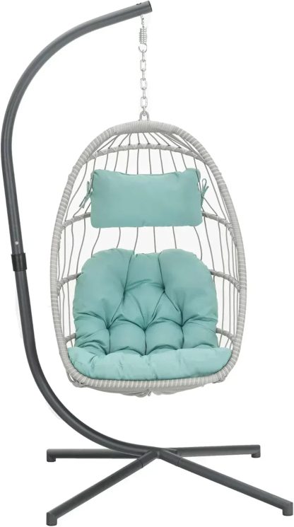Yechen Indoor Outdoor Egg Hanging Chair Stand Patio Wicker Swing Egg Chair Swinging Chair
