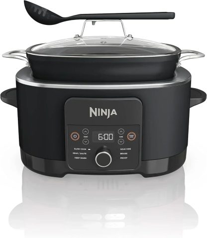 Ninja Slow Cooker 8.5 Quart Multi Cooker with Dutch oven steamer glass lid with integrated spoon