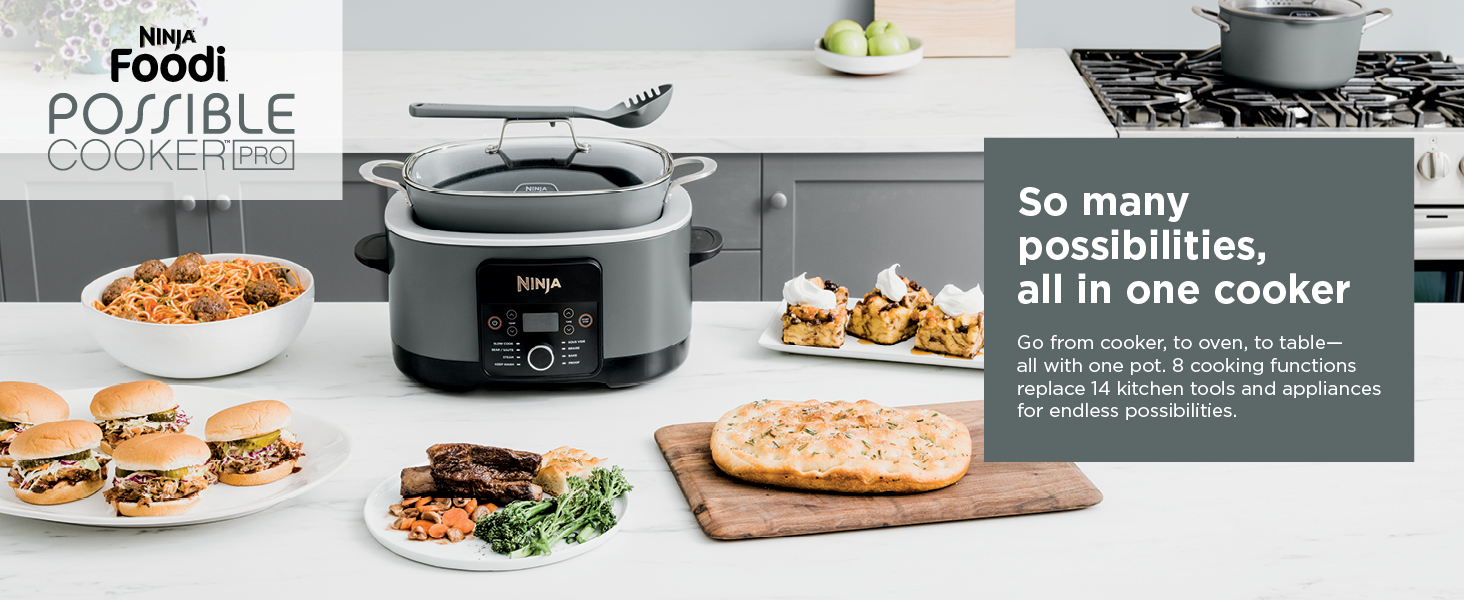 So many possibilities, all in one cooker Go from cooker, to oven, to table?all with one pot.