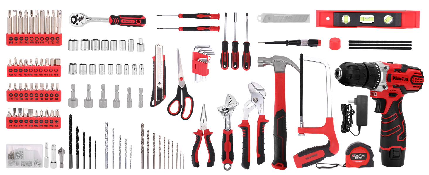 KIngTool 276PCS Tool Kit with 12V Power Drill