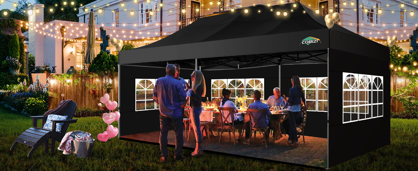 COBIZI Heavy duty 10x20 commercial pop up canopy with 6 sidewalls
