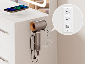 Power Outlet & Hairdryer rack