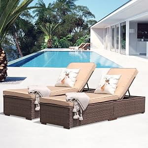 Patiorama Outdoor Patio Chaise Lounge Chair, Elegant Rattan Chaise Lounge Chair