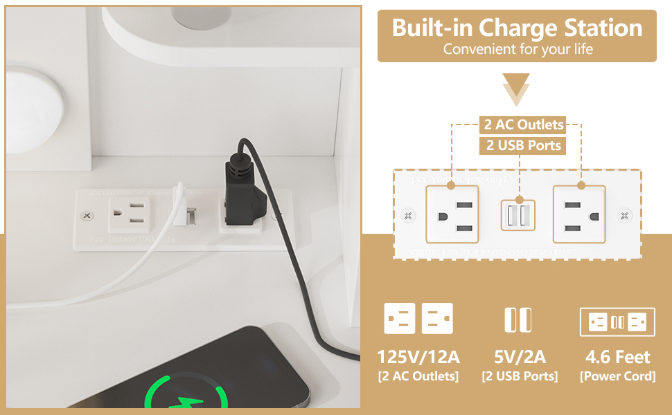 Vanity Desk with Charge Station