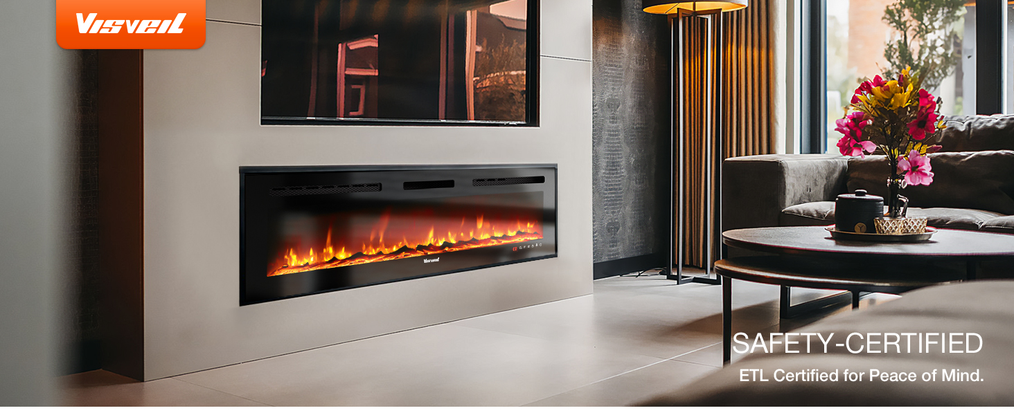 Electric Fireplace 60Inch