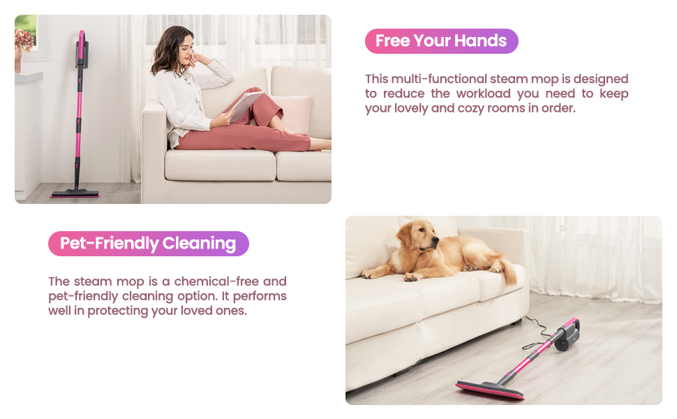 A lightweight multi-functional steamer, pet and kid friendly chemical-free