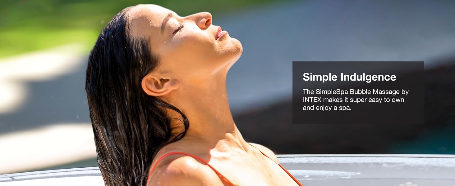 Woman relaxing in a spa tub, basking in sunlight with eyes closed and head tilted back.