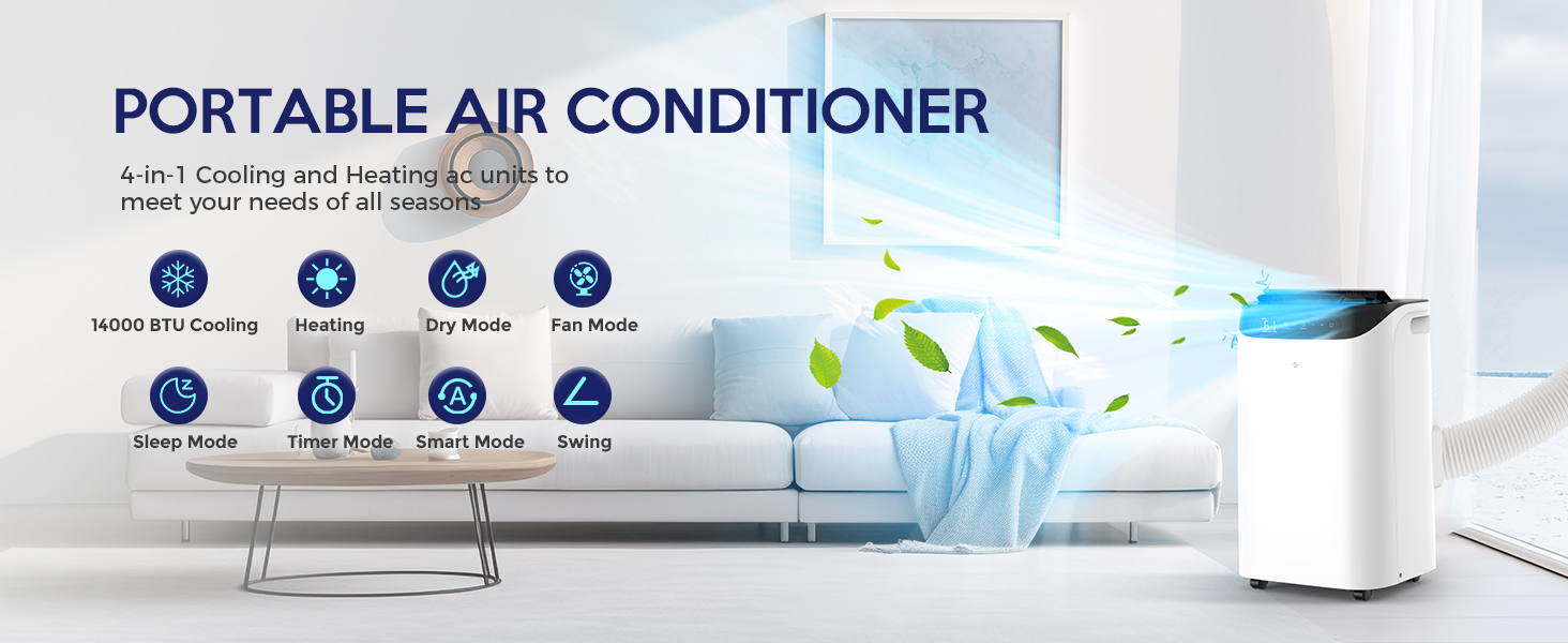 Portable ac unit 14000btu with heat