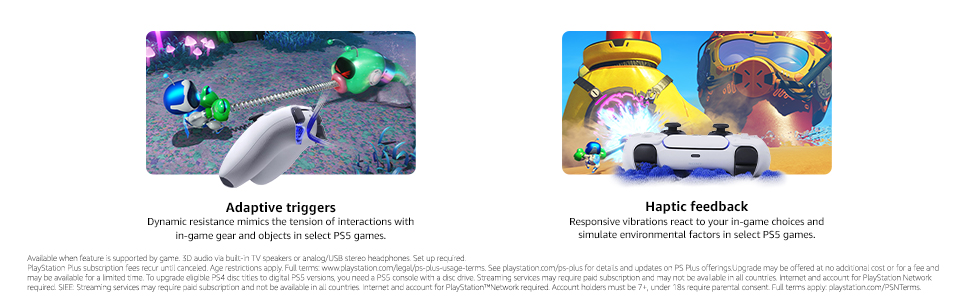 Immersive Play: Feel tension &amp; impact with adaptive triggers, haptic feedback &amp; 3D audio.