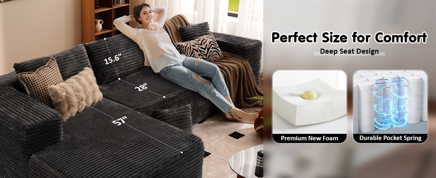 Cloud Sectional Couch with L-Shape Chaise