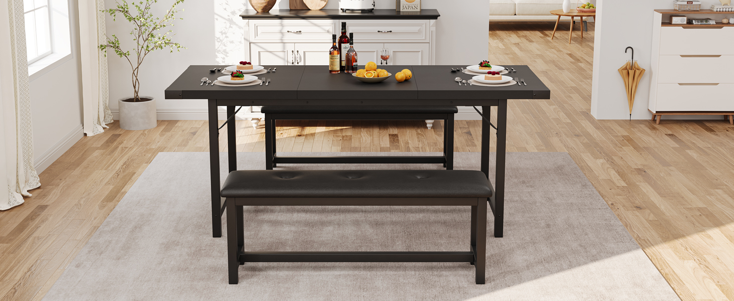 Extendable dining table set for 4